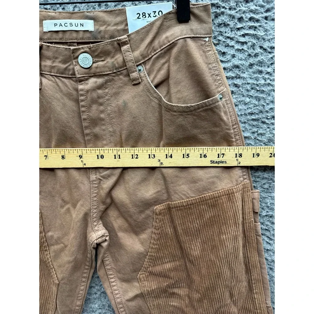 NWD Pacsun Corduroy Patch Double Knee Baggy Carpenter Pants Brown Size 28 x 30